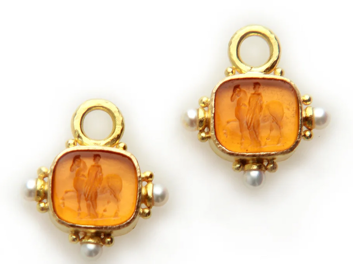 ELIZABETH LOCKE Venetian Glass With God & Horse Earring Pendants