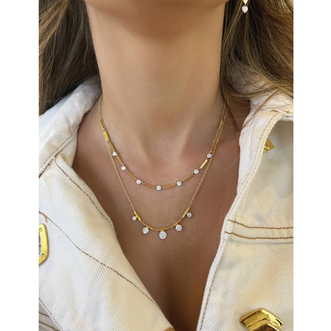 Phillips House Seven Station Micro Infinity Necklace With Yellow Gold Bars