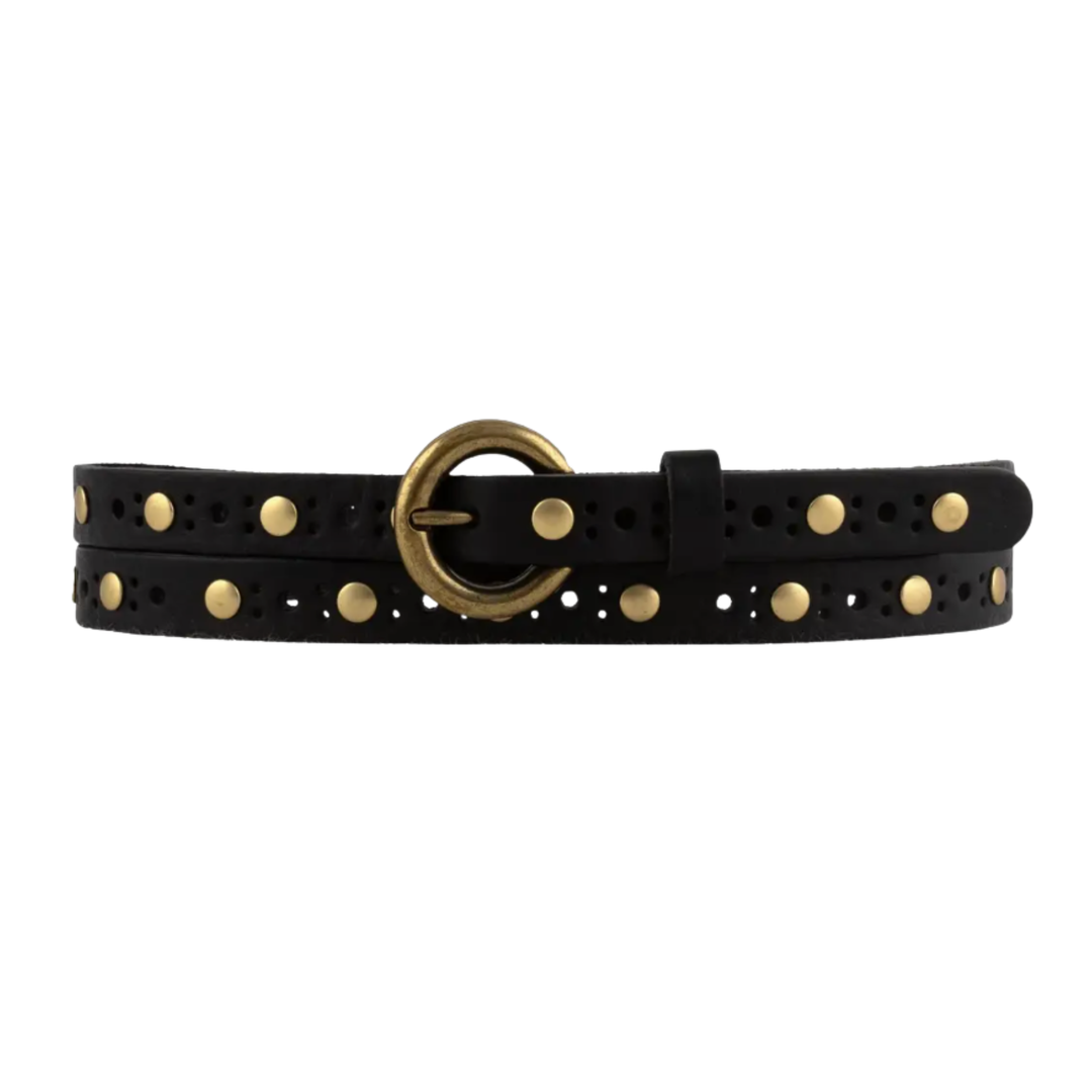 AMSTERDAM HERITAGE Chloe Vintage Black Extra Small Skinny Belt Default Title