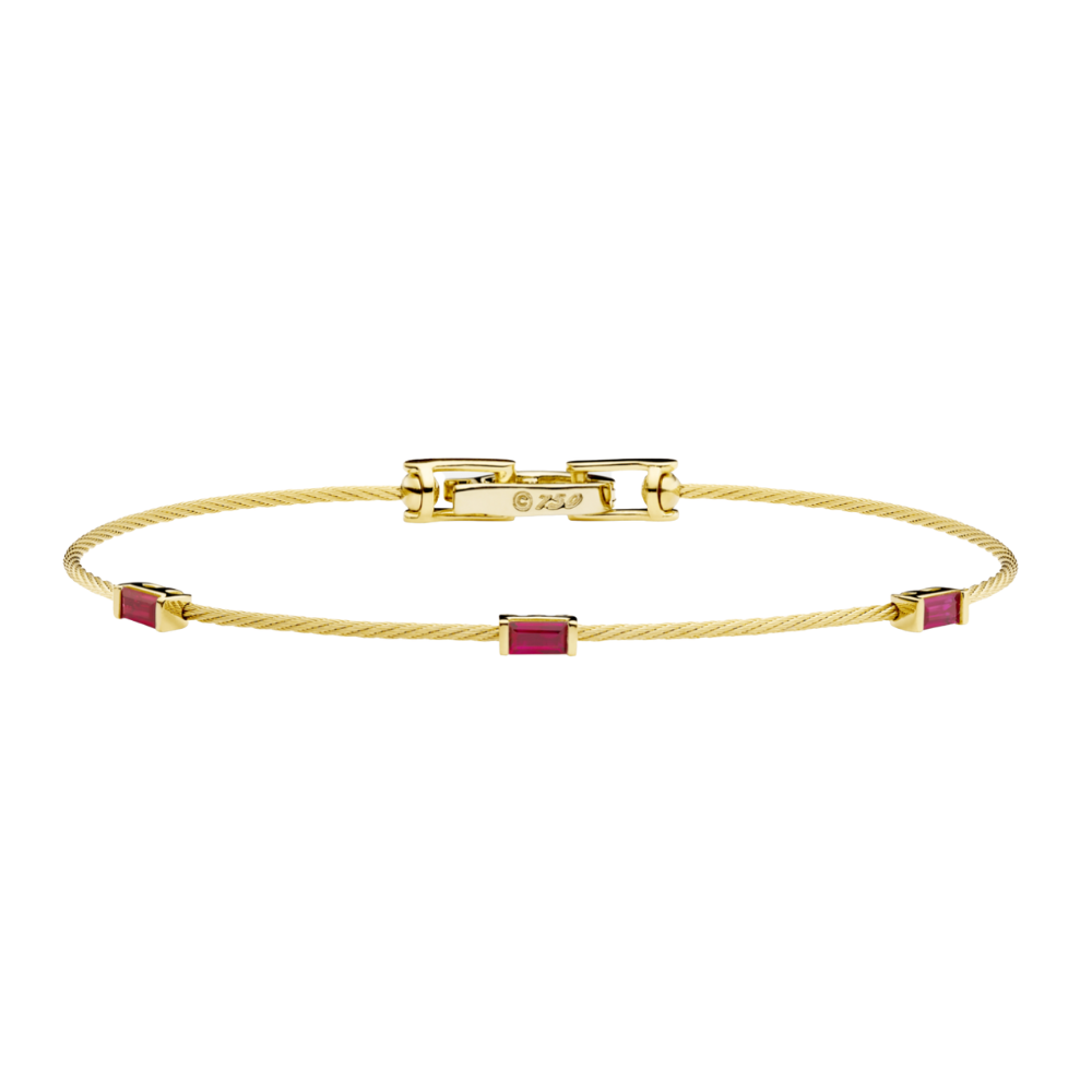 PAUL MORELLI Unity Wire Yellow Gold Bracelet With Ruby Baguettes