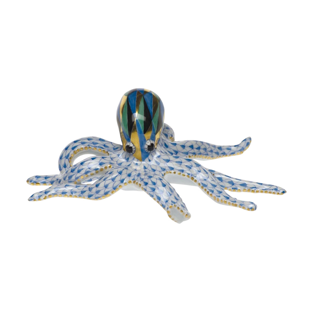HEREND Small Octopus BLUE