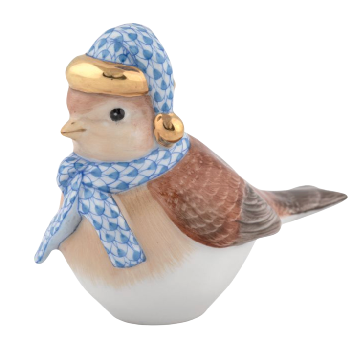 HEREND Winter Bird In Green BLUE