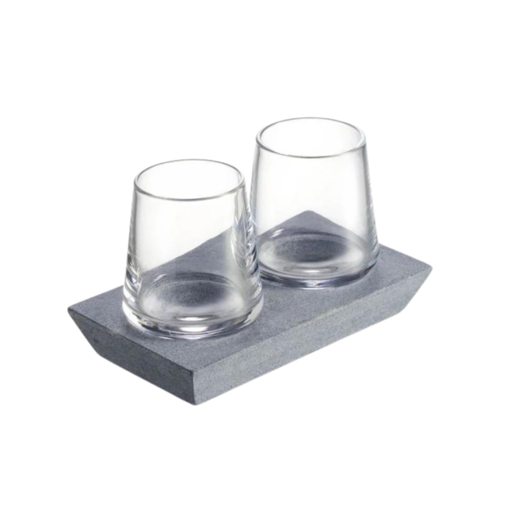 SIMON PEARCE Alpine Whiskey Glass Set of 2 with Soapstone Base Default Title