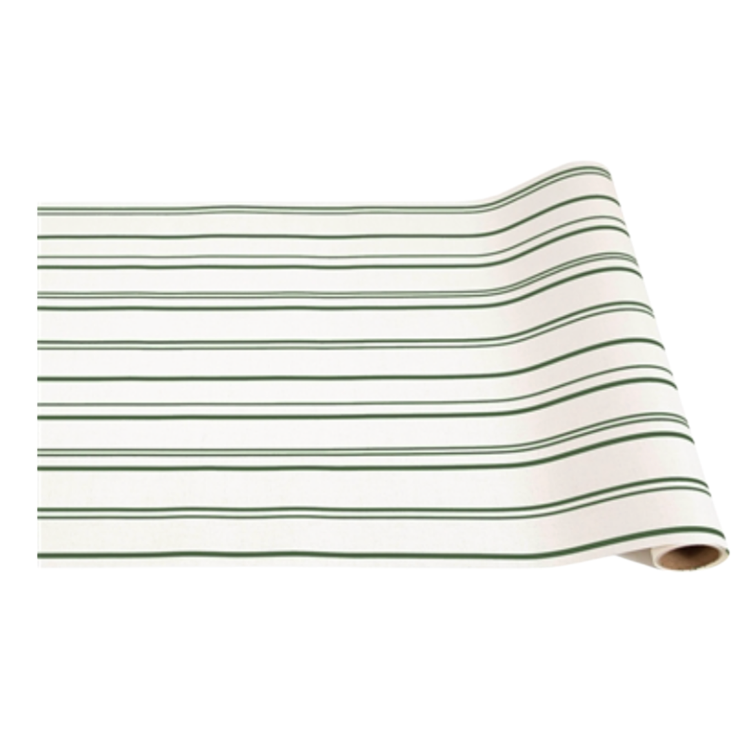HESTER & COOK Antique Green Strip Paper Table Runner