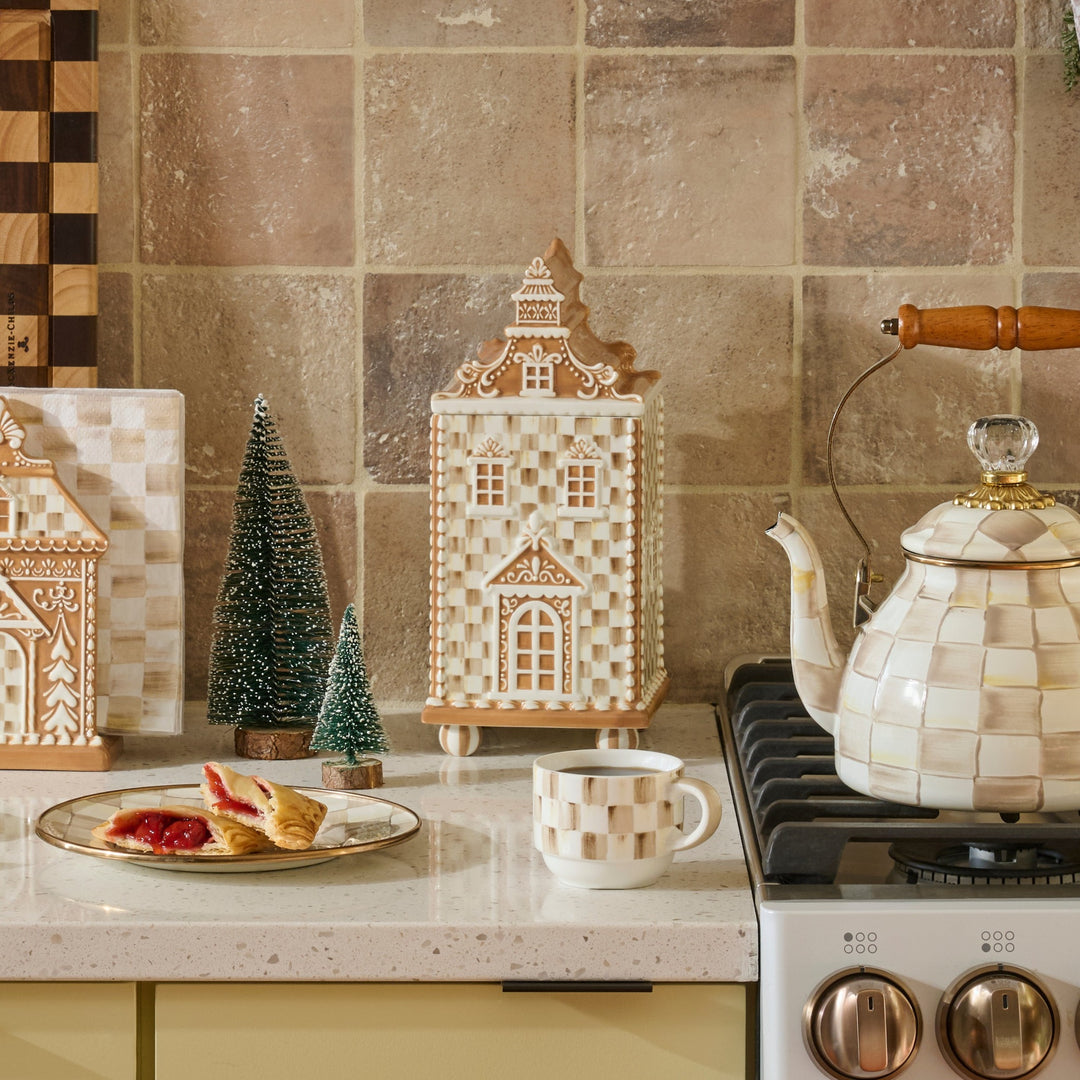 MACKENZIE CHILDS MacKenzie-Childs Mocha Check Gingerbread Canister, Medium