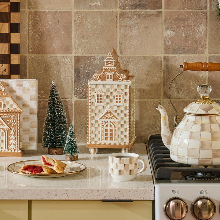 MACKENZIE CHILDS MacKenzie-Childs Mocha Check Gingerbread Canister, Medium