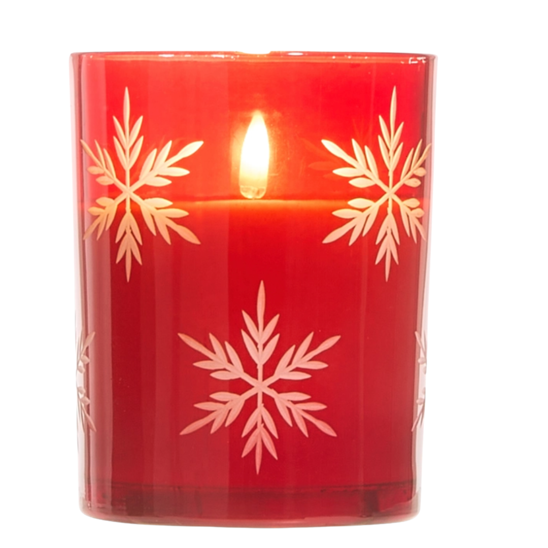 RAZ IMPORTS Red Glass Snowflake Candle Default Title