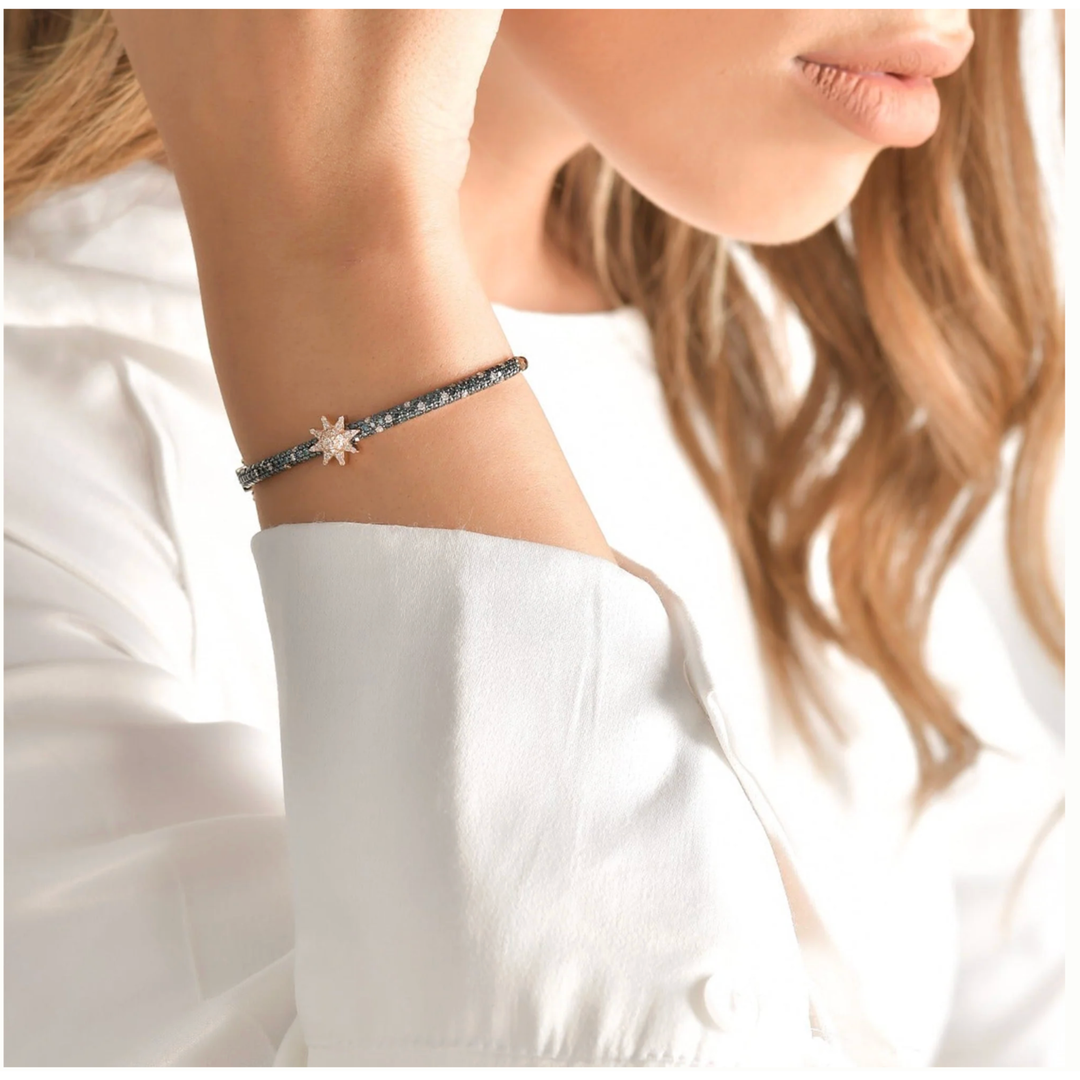 BEE GODDESS Venus Star Rose Gold Bracelet With White And Blue Diamonds
