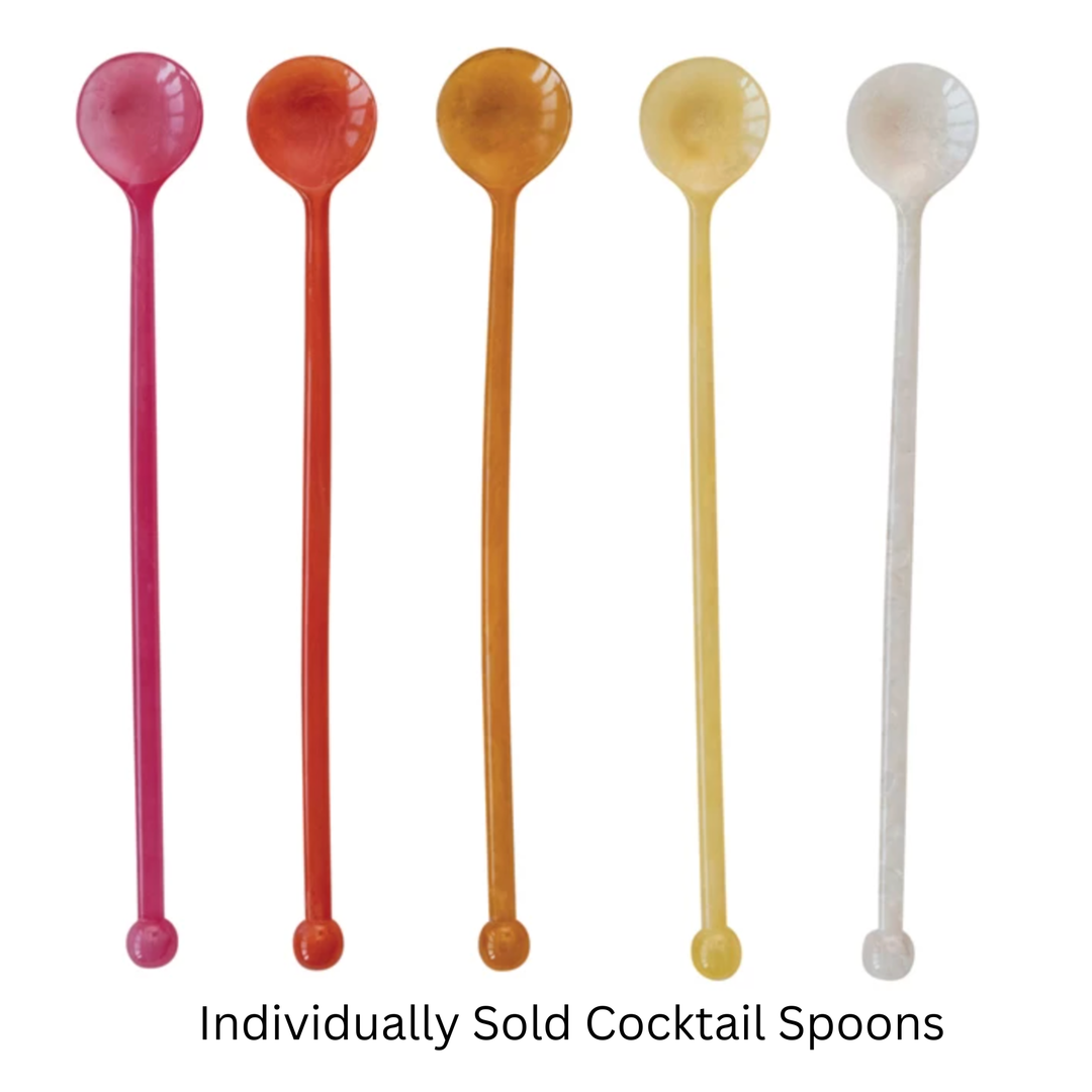 CREATIVE CO-OP Individually Sold Marbled Resin Cocktail SpoonCocktail Spoons
