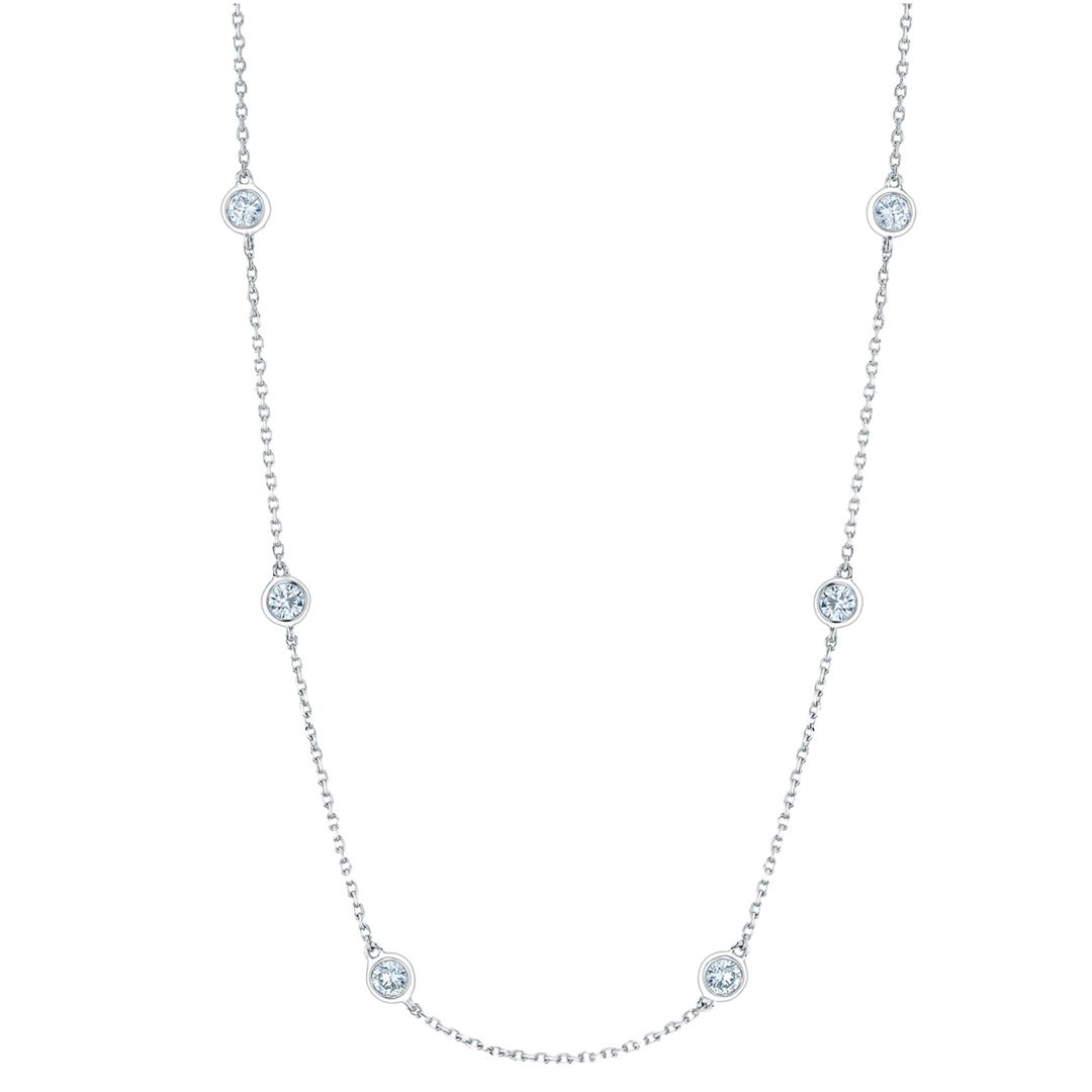 JOSHUA J Belle Shops 18K White Gold With Diamond Stations Necklace Default Title