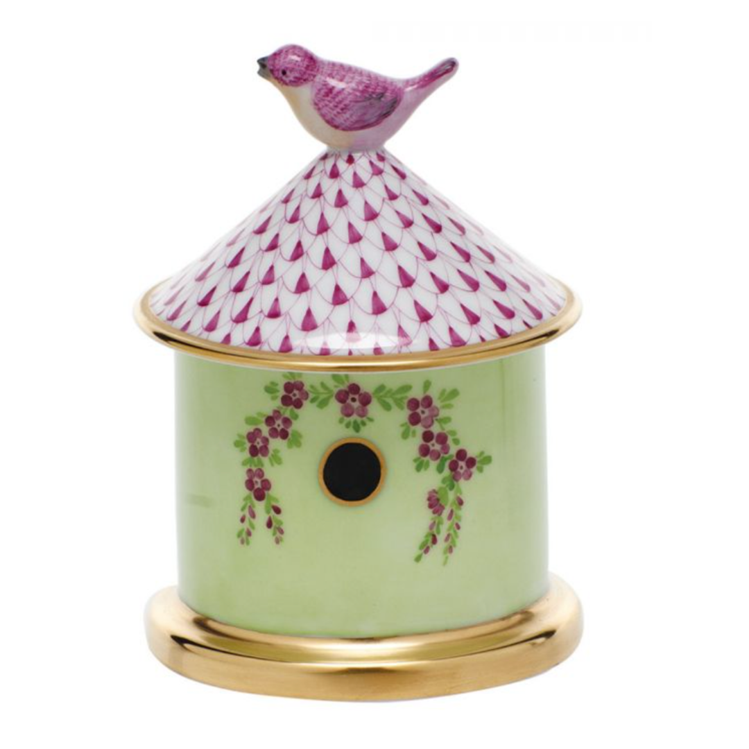 HEREND Bird House RASPBERRY