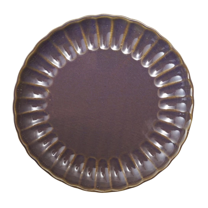 CREATIVE CO-OP Stoneware Fluted Plate In Plum Default Title