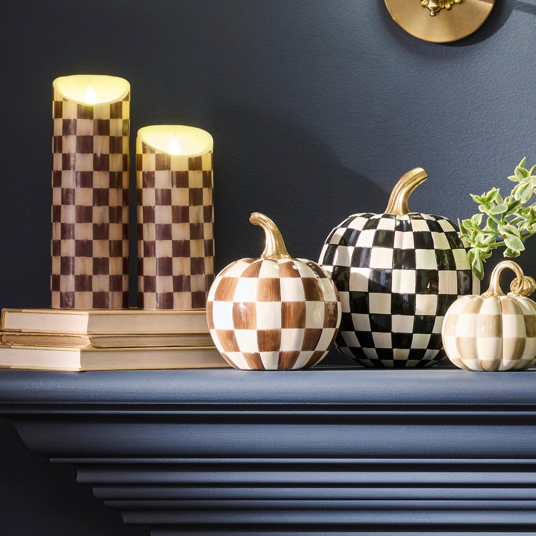 MACKENZIE CHILDS Chocolate Check Mini Pumpkin