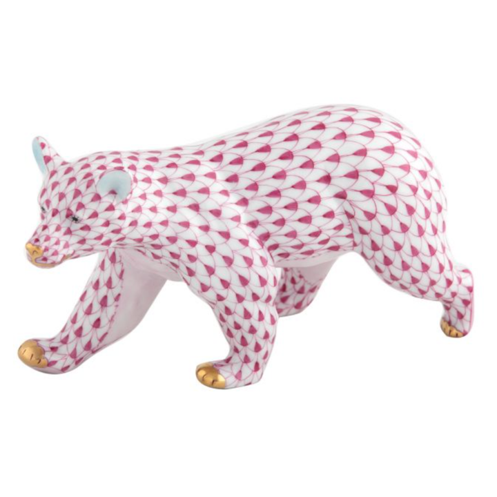 HEREND Walking Bear RASPBERRY