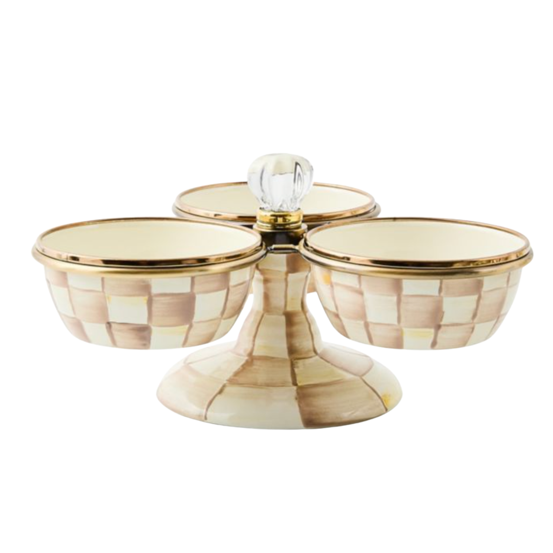 MACKENZIE CHILDS Mocha Check Triplicity