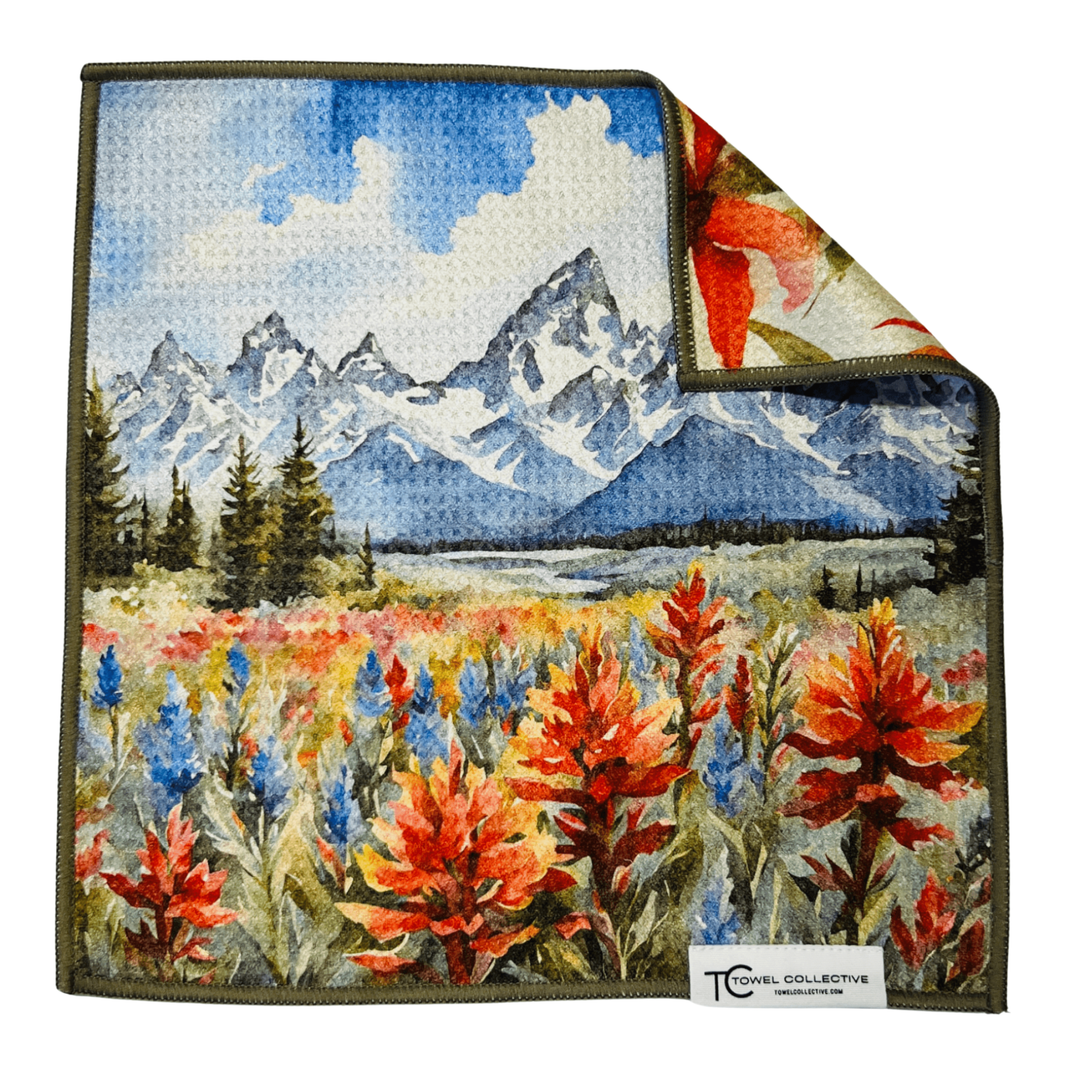 TOWEL COLLECTIVE Grand Teton Paintbrush Waffle Weave Microfiber Kitchen Wash Cloth Default Title