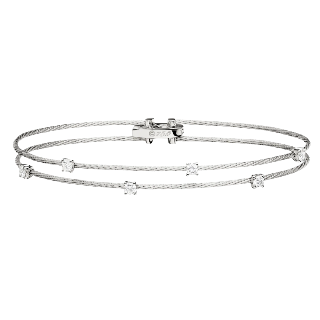 18K White Gold Unity Double Wire Bracelet