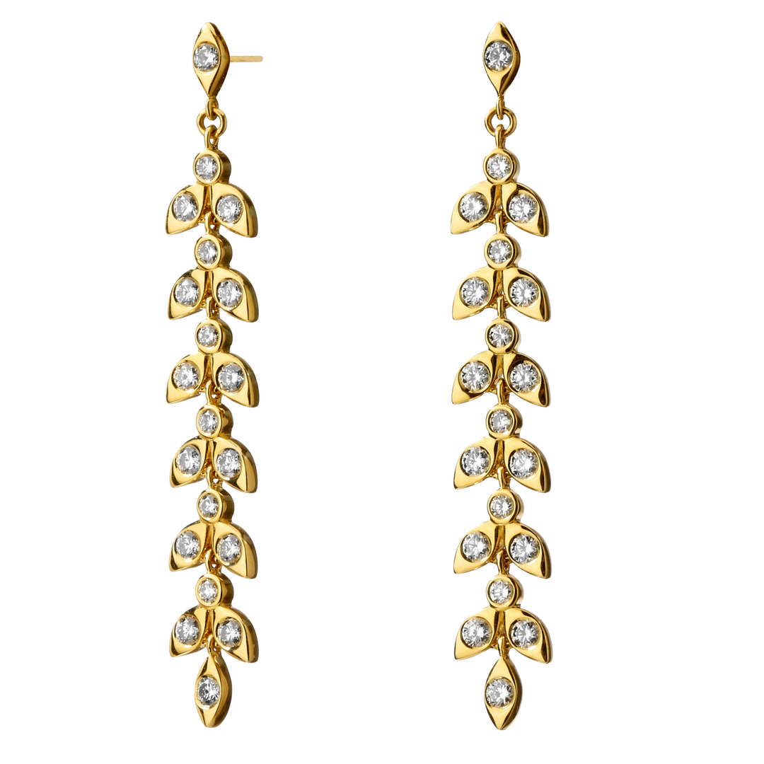 SYNA Petal Cascade Earrings 18K Yellow Gold With Diamonds Default Title