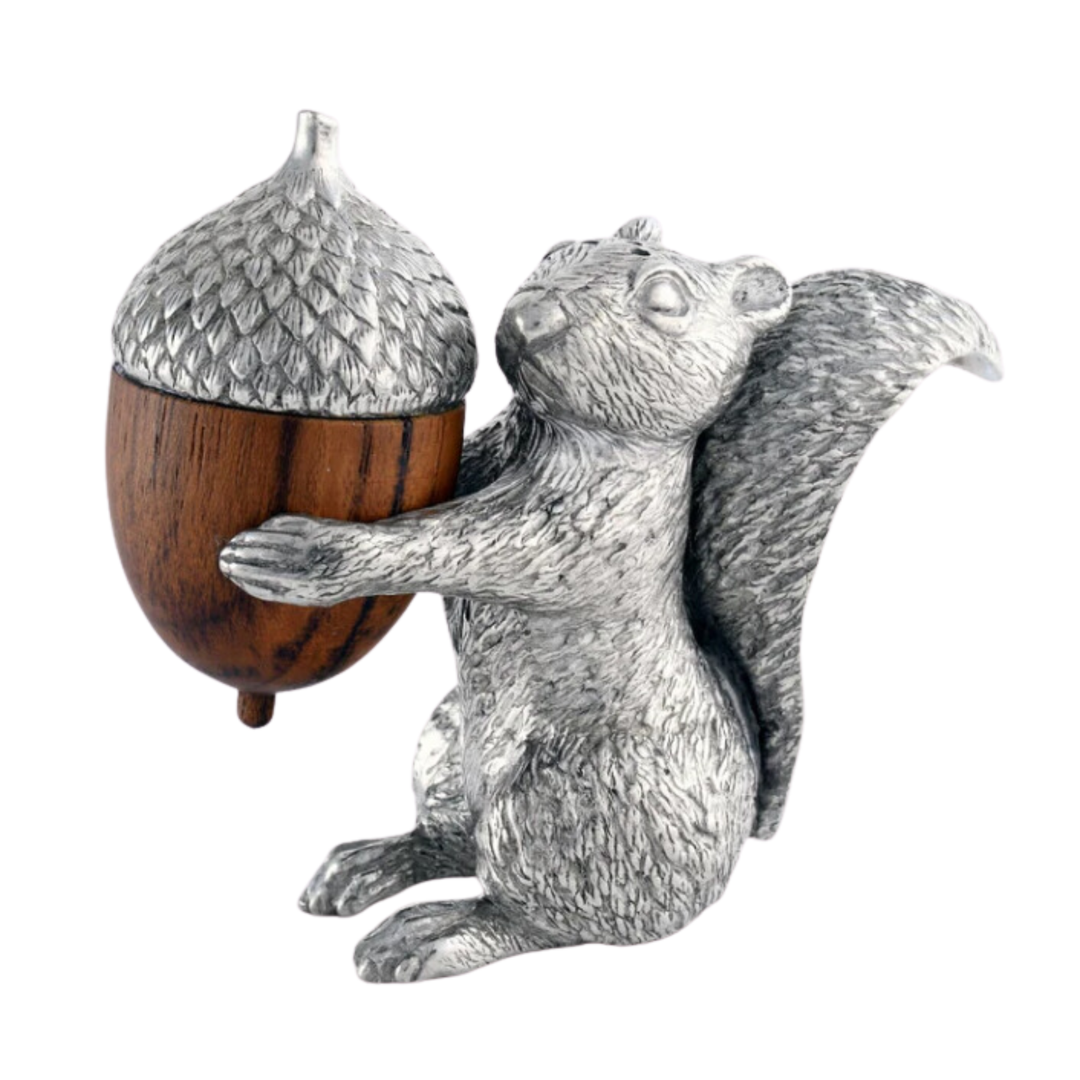 VAGABOND HOUSE Squirrel With Wooden Acorn Pewtere Salt And Pepper Set Default Title