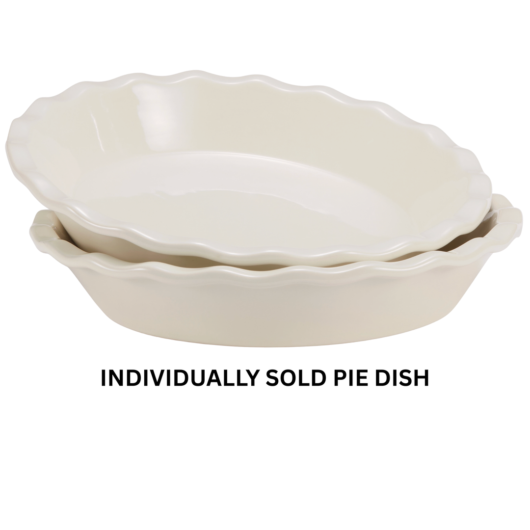 KOOK White Ceramic Deep Pie Dish with Wave Edge Default Title