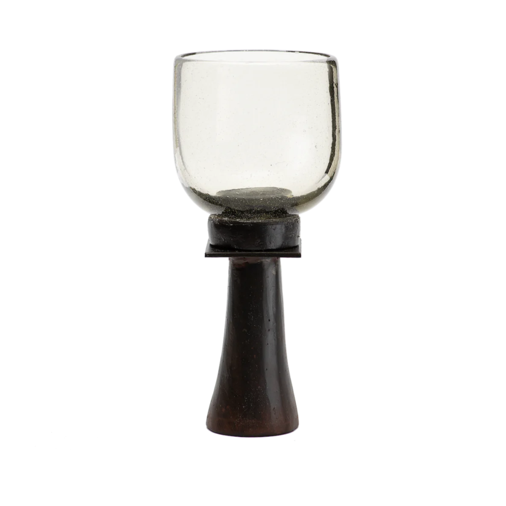 JAN BARBOGLIO TAZON HURRICANE CANDLEHOLDER WITH IRON STAND