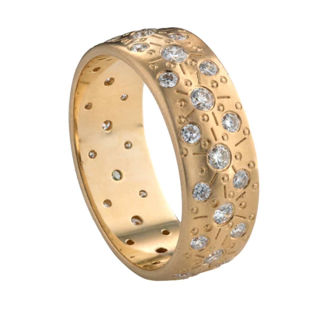 18K Supernova Ring With Diamonds