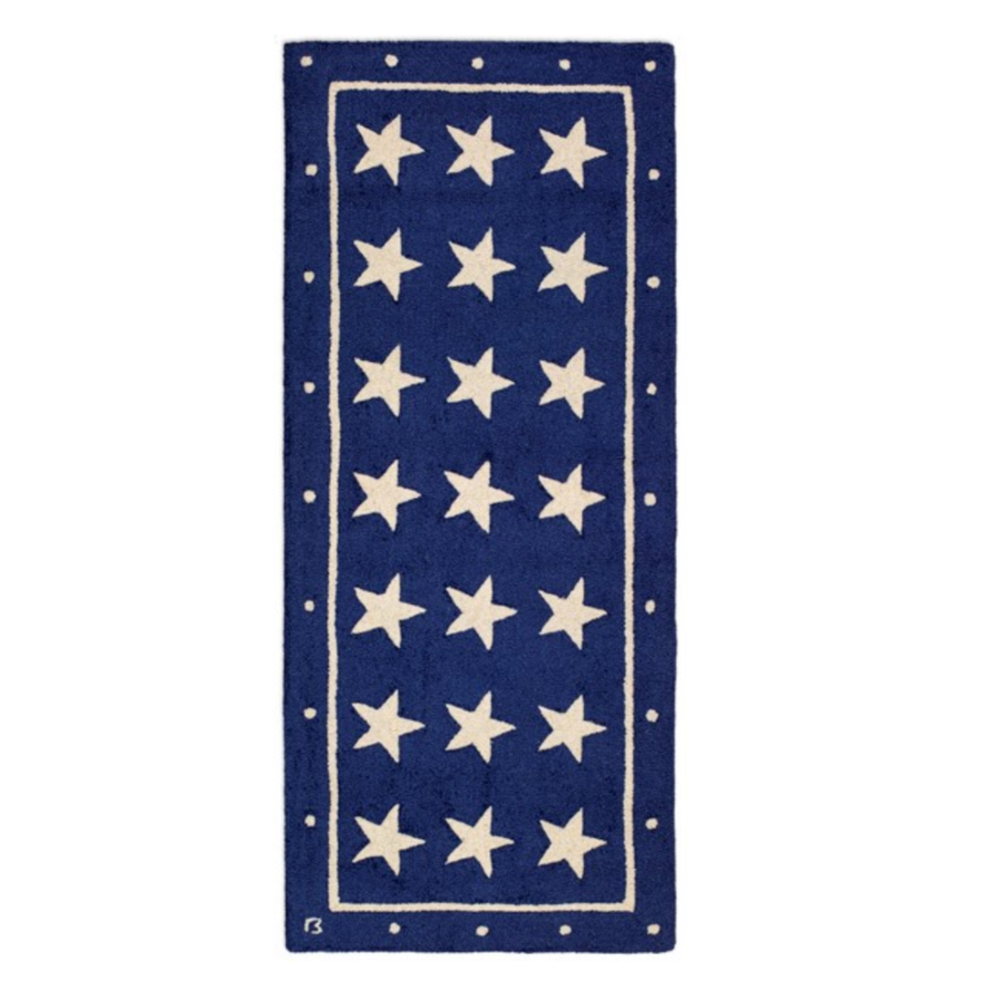 CHANDLER 4 CORNERS Blue Stars Hand Hooked Wool Rug