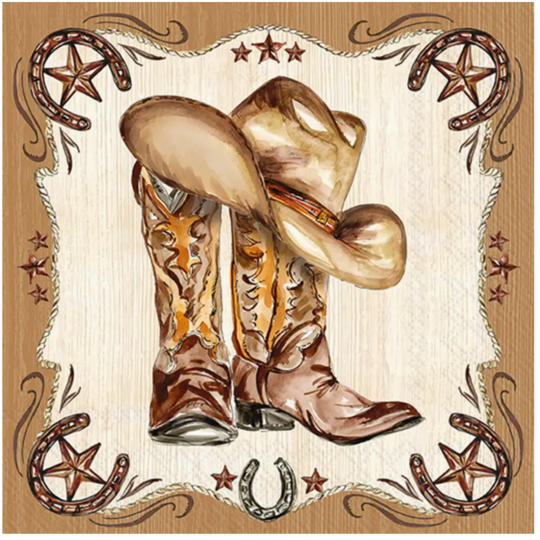 BOSTON INTERNATIONAL Western Leather Boots Paper Lunch Napkins Default Title
