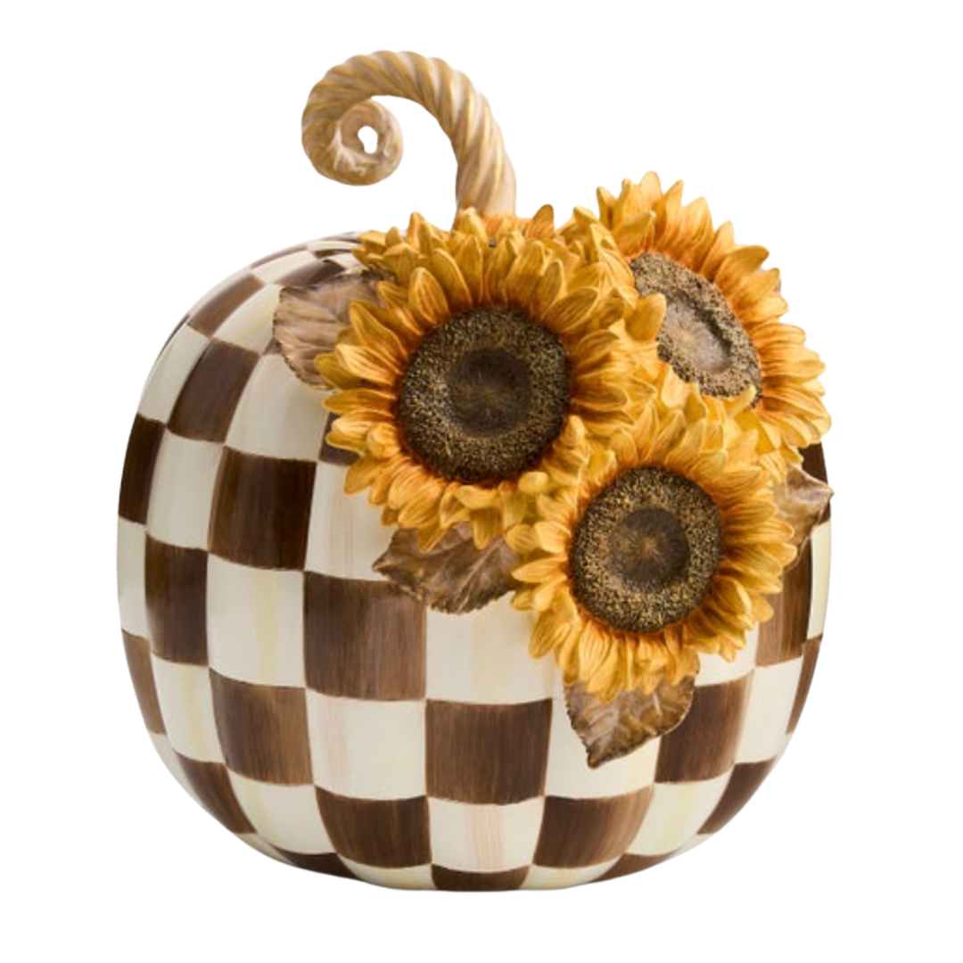 MACKENZIE CHILDS Chocolate Check Sunflower Pumpkin Default Title