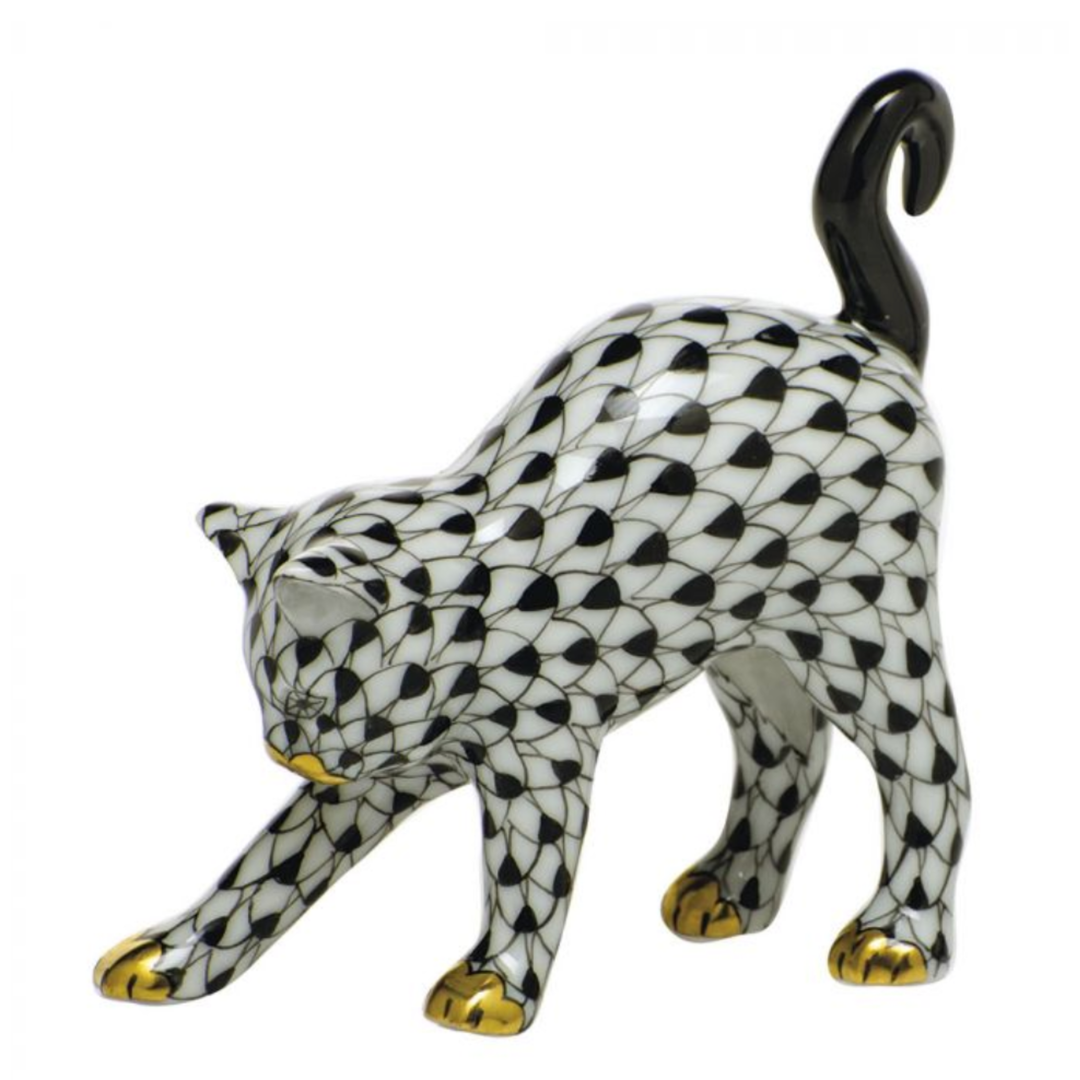 HEREND Arched Cat BLACK