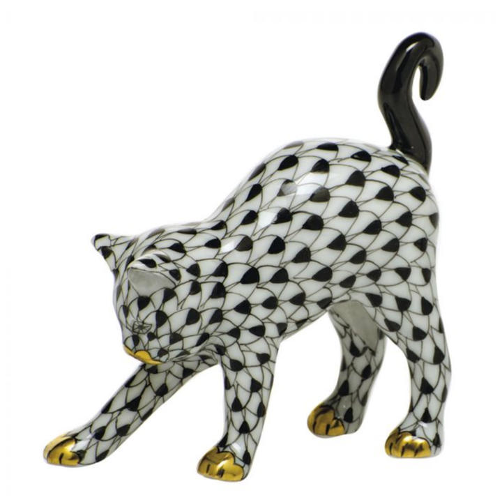 HEREND Arched Cat BLACK