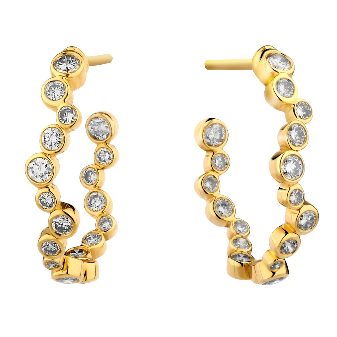 SYNA Large Halo Hoop Earrings in 18K Yellow Gold with Diamonds Default Title