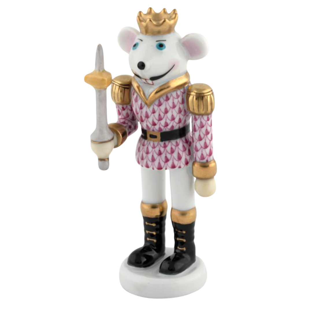 HEREND Mouse King Nutcracker RASPBERRY