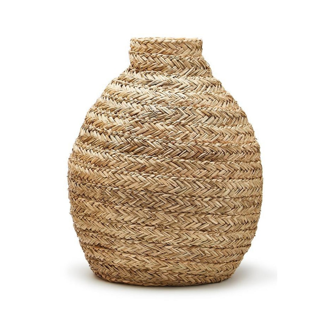 TWO'S COMPANY Small Basket Weave Bottle Vase Default Title