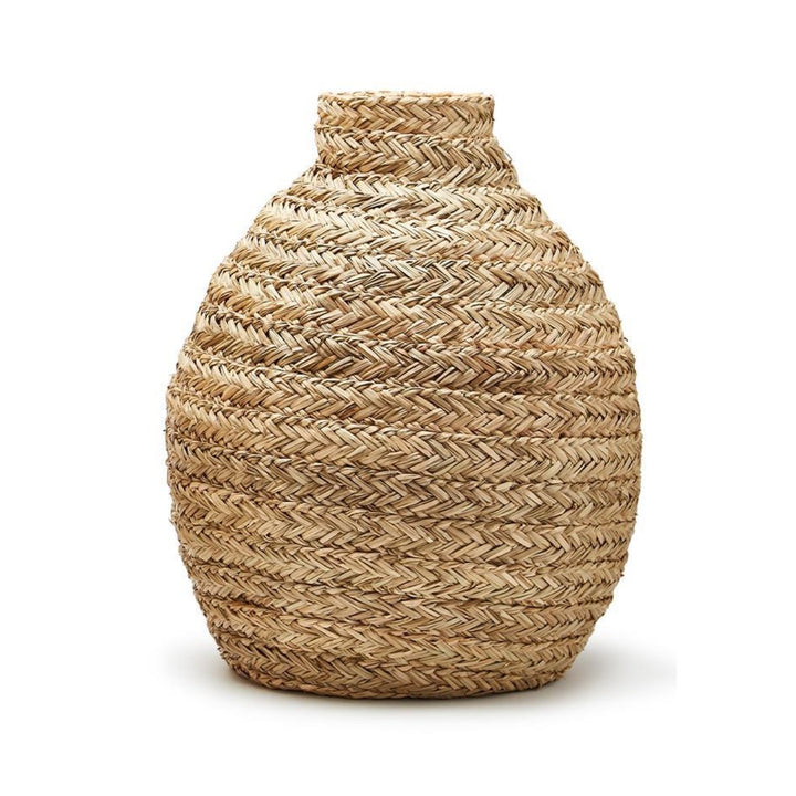 TWO'S COMPANY Small Basket Weave Bottle Vase Default Title