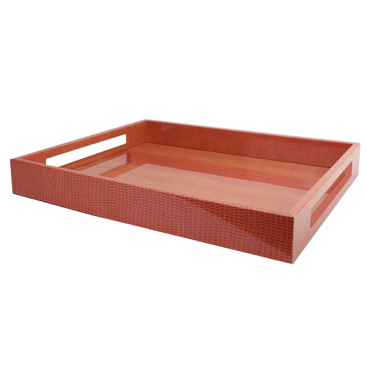 ADDISON ROSS Orange Croc Textured Tray