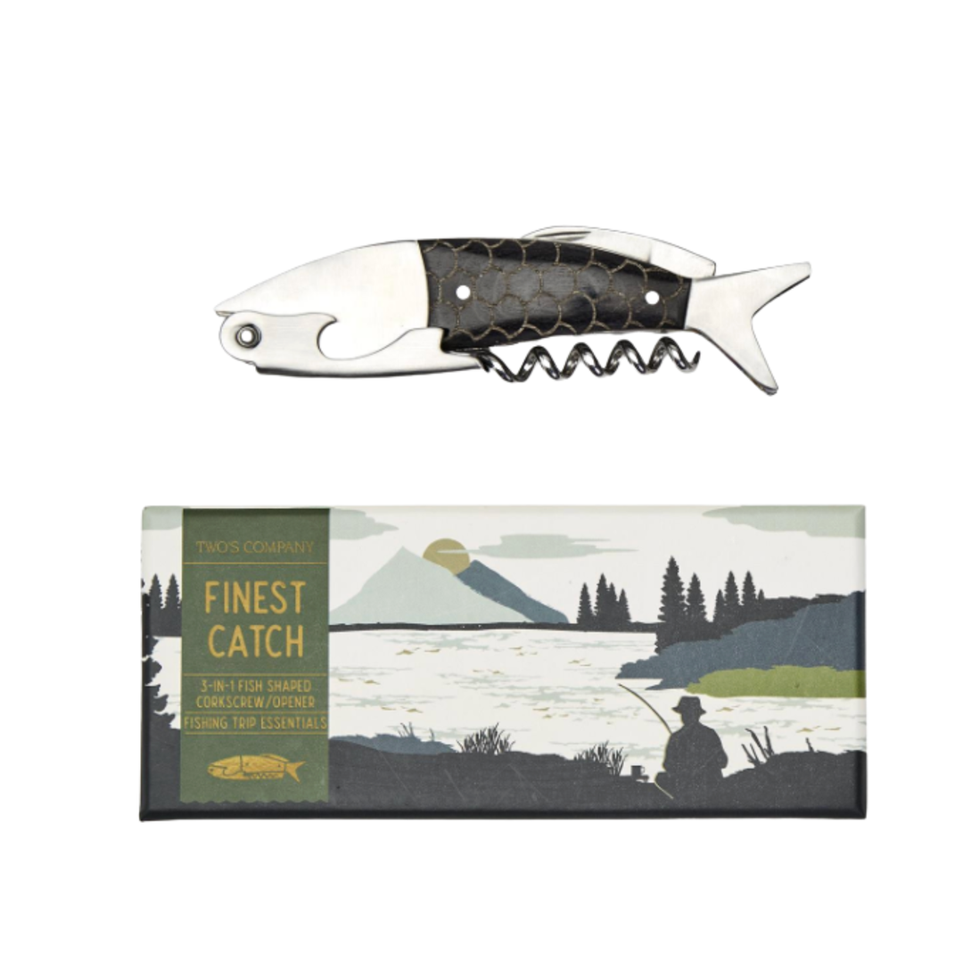 TWO'S COMPANY Fish 3 In One Corkscrew Bottle Opener And Knife Default Title