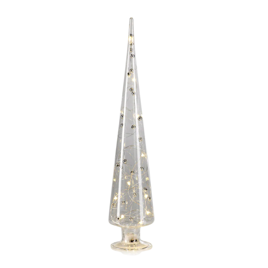 ZODAX Zodax Led Extra Large Glass Tree With Silver Beads Default Title