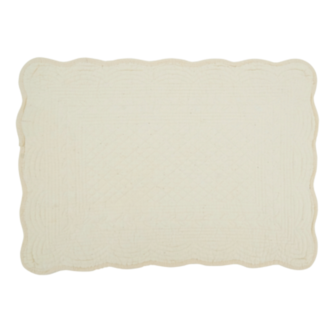 SARO Quilted Ivory Placemat Default Title