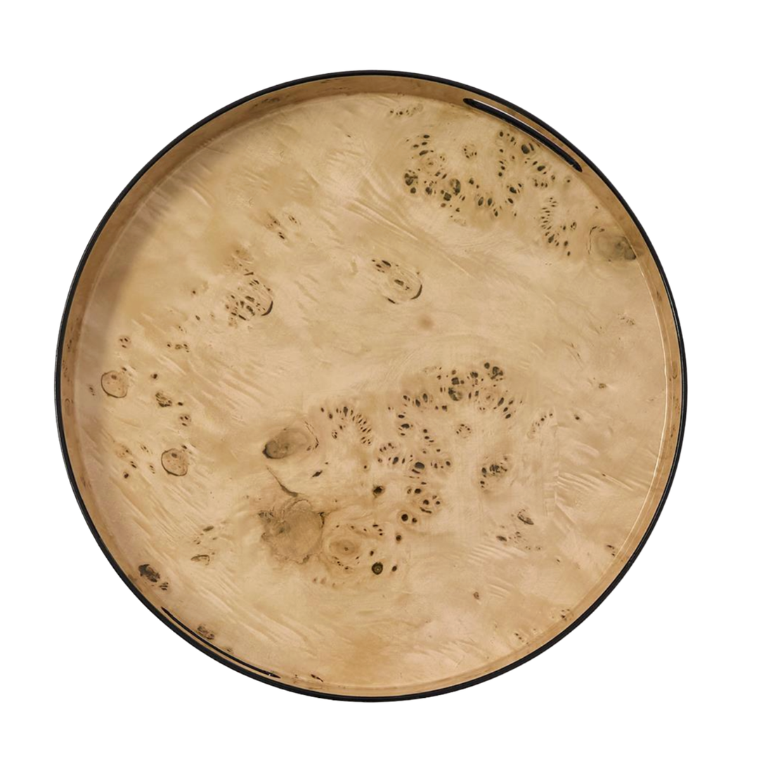 TWO'S COMPANY Burled Wood Pattern Medium Tray Default Title