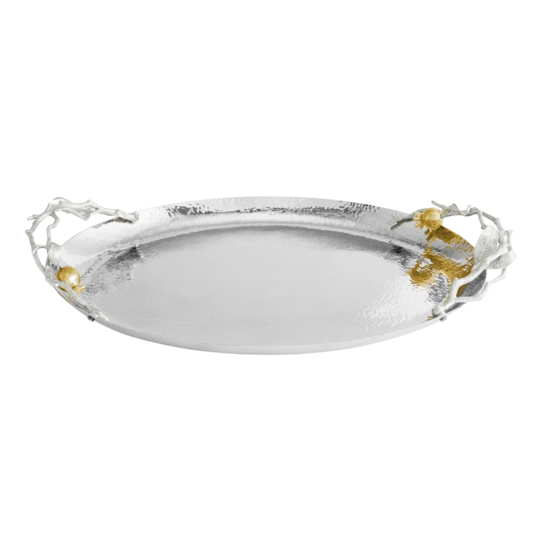 MICHAEL ARAM Pomegranate Silver And Gold Oval Tray