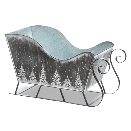 RAZ IMPORTS GALVANIZED SLEIGH WITH TREES