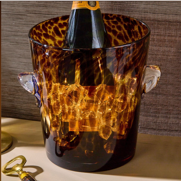 TWO'S COMPANY Tortise Print Ice Bucket
