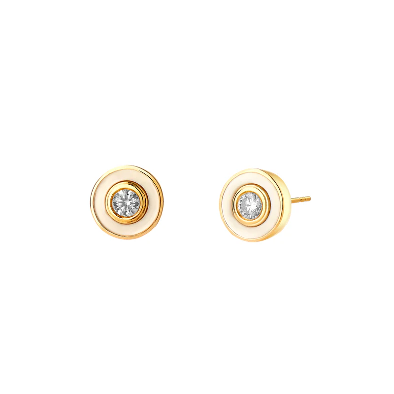 SYNA 18K yellow Gold Cosmic Stud Earrings With Champagne Diamonds Default Title