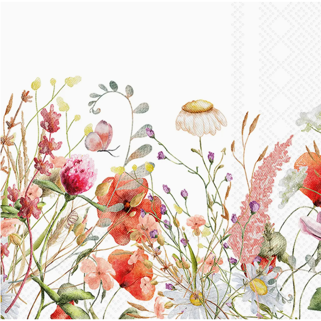 BOSTON INTERNATIONAL Field of Flowers Paper Cocktail Napkins Pack of 20