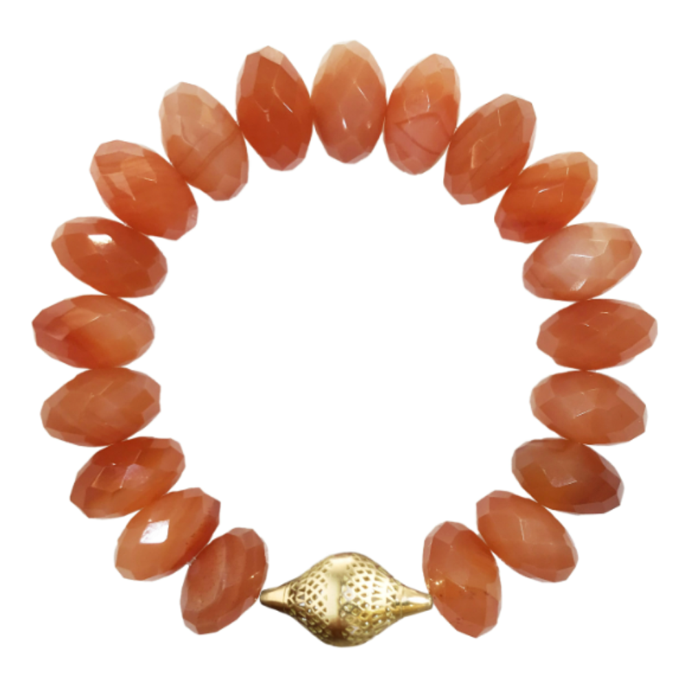 Faceted Carnelian Bracelet With 18K YG Finial Bead