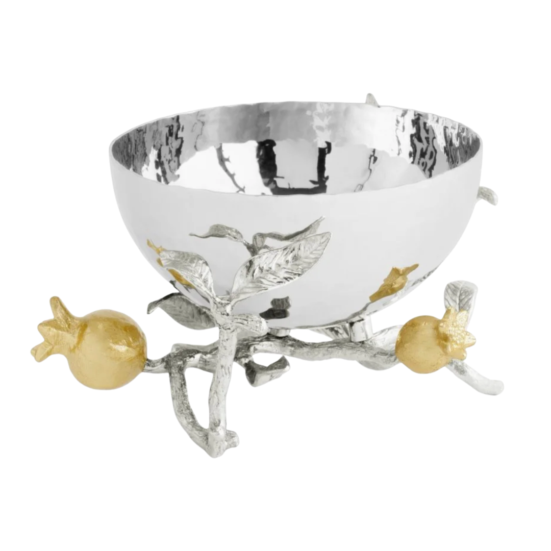 Belle Shops Pomegranate Silver And Gold Tone Nut Bowl Default Title
