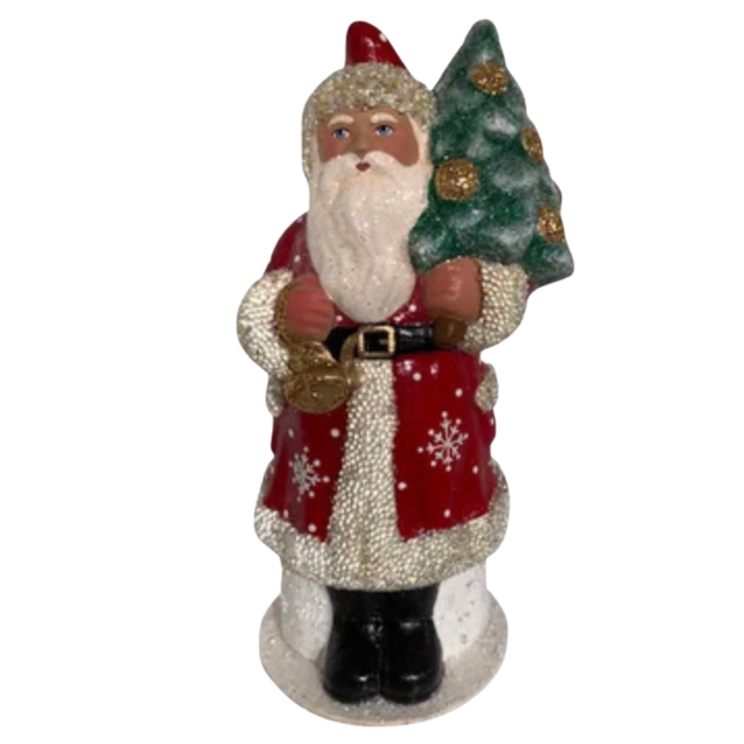 ALEXANDER TARON Schaller Paper Mache Candy Santa Container With Snowflake Coat Default Title
