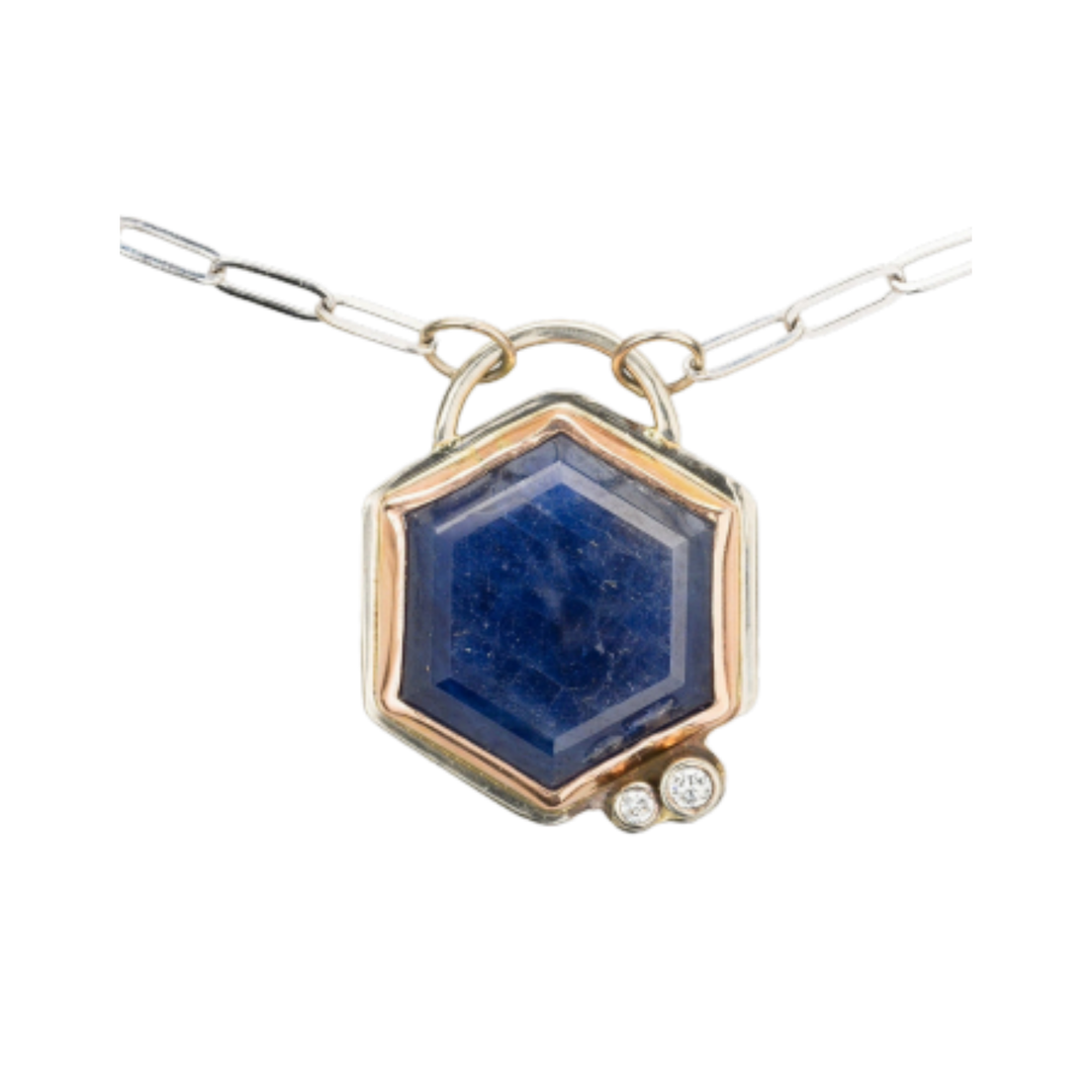 ARI O 14K White Gold And 14K Rose Gold Necklace With Sapphire And Diamonds Default Title