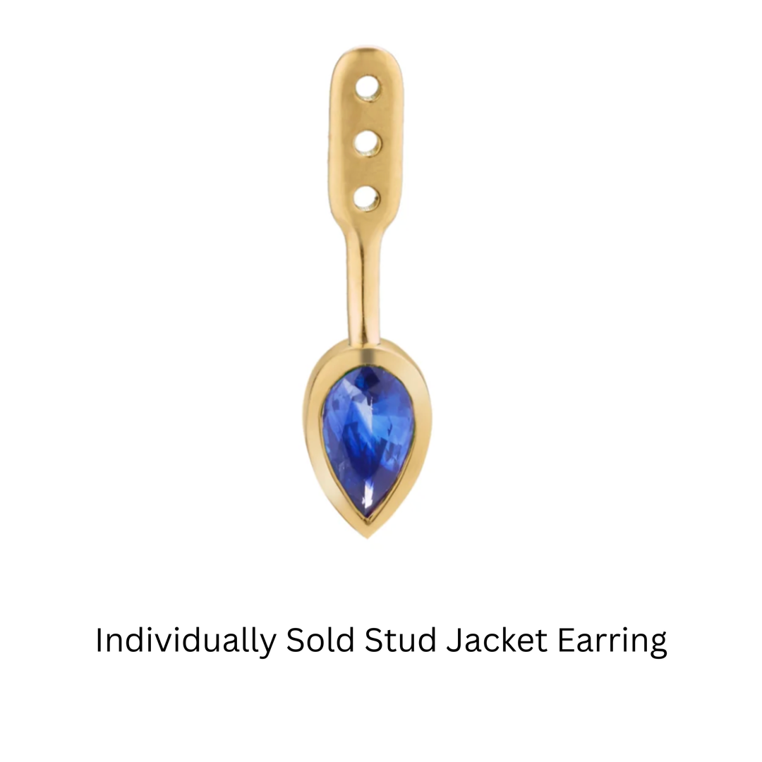 18K Yellow Gold Blue Sapphire Earring Jacket